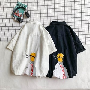 1404-2-C116火影-P50男款短袖平铺款宽松精品火影情侣衬衫xa