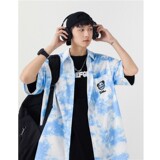夏季新款潮流港风男女短袖舒适宽大运动风1404-1-c25-P50，男装衬衫，星座1404-3