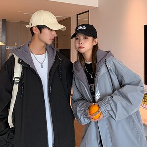 1404-2-K2231-p75男青年新款 日系潮流时尚织带夹克情侣款图片