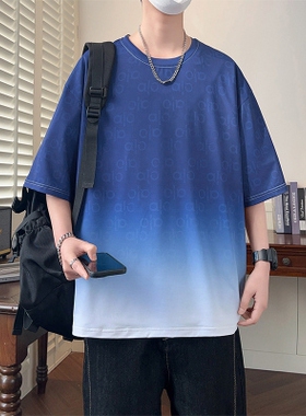 1404-1-F09667-P32 2026夏季新款男士青少年学生渐变冰丝短袖