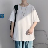 714-2-T123-p15纯棉短袖男t恤潮牌新款韩版宽松上衣服纯色，男装T恤，星座1404-3