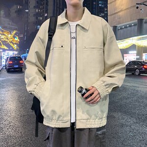 1404-1-22472-p55 2026新款皮夹克 百分百聚酯港风时尚百搭外套薄图片