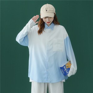 1404-2-c26-P55-短袖50男女21 款生衬衫新休闲 情侣夹中性风图片