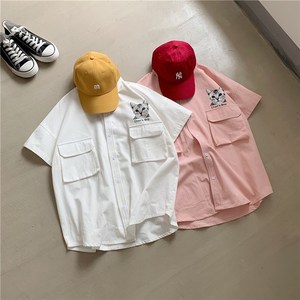 男情侣款女长短立体袋衬衫纯棉714-1-C15短袖b点图片