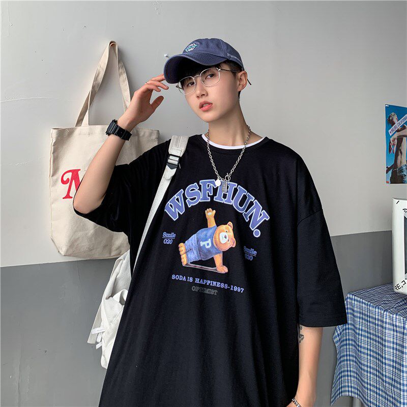 1404-2-t073-p33男女款新港风印花日系短袖中性纯棉夏季体恤,男装T恤,星座1404-3