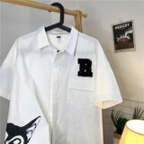 新款男情侣款女衬衫纯棉短袖1404-1-916-P50，男装衬衫，星座1404-3