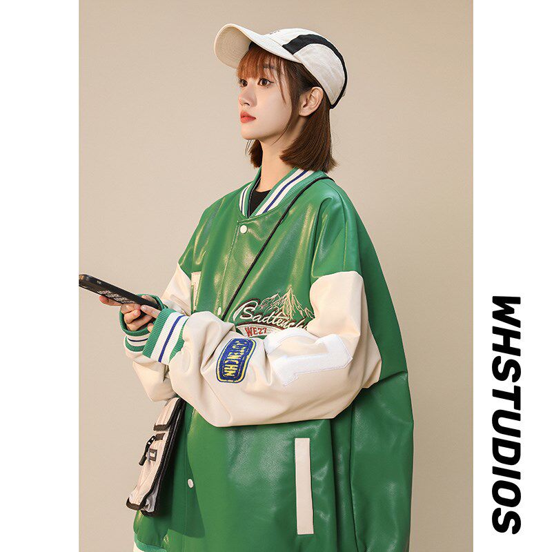 1404-1-9210-p高品质棒球服潮流休闲皮夹克 百搭外套图片