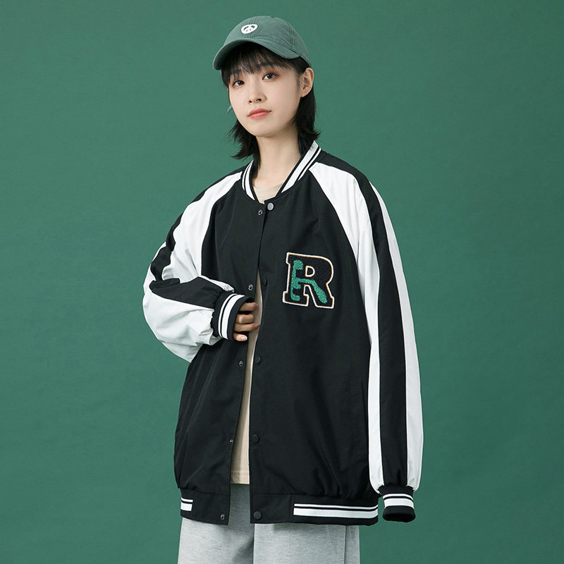 714-1-S225男女中性新款港风精品外套拼接夹克外套潮图片