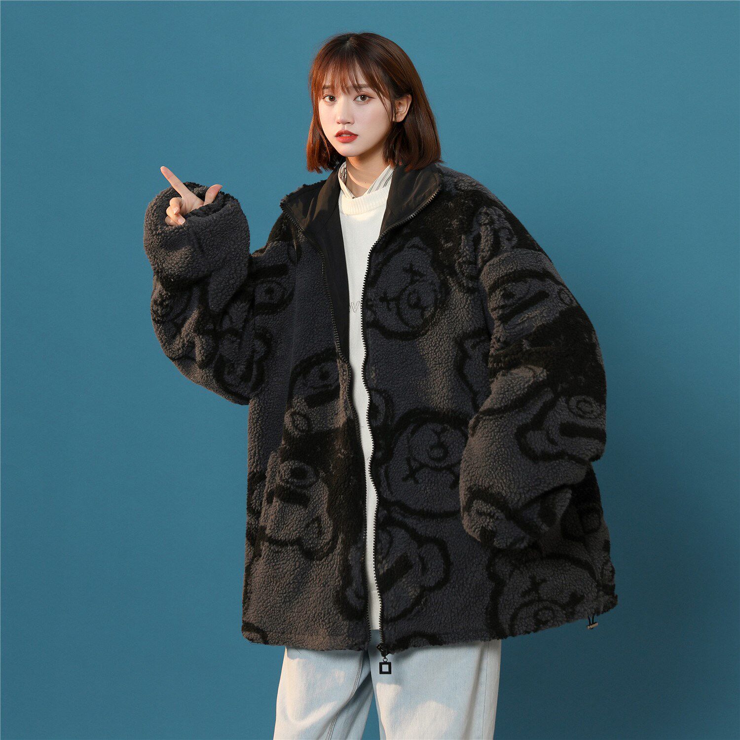 男女两面穿J加厚羊羔毛新款港风棉衣1404-2-s627-P140服,男装夹克,星座1404-3
