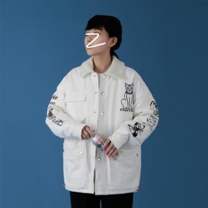 714-1-S608加棉单88男女外套新款港风日系夹克棉衣ch