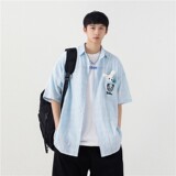 1404-2-C36-P60新款时尚精致潮流宽松短袖衬衫男女同款情侣款K好，男装衬衫，星座1404-3