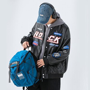 1404-1-9211-P95港风夹克外套 皮衣高品质 帅气时尚做工精细图片