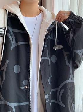 1404-2-k2228-P70男女百 搭新款港风夹克中性款外套 休闲大码