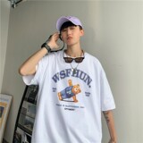 1404-2-t073-p33男女款新港风印花日系短袖纯棉夏天体恤潮，男装T恤，星座1404-3