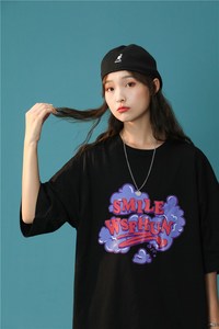1404-2-T059-P25款短袖女夏季中性风潮牌港风t恤上衣H图片