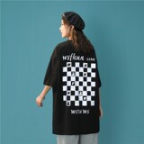 夏新款宽松设计感小众短袖薄14-2-T066-P五分体恤，女装T恤，星座1404-3