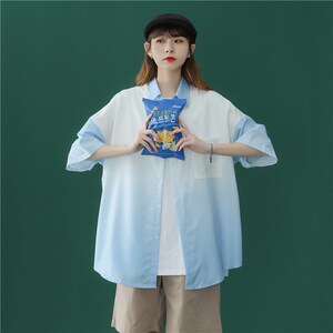 休闲男女装新品精品港风中性渐变衬衫短袖1404-1-C29-p50图片