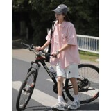 夏季新款潮流港风男女短袖2023舒适宽大运动风1404-1-9139-P55，男装衬衫，星座1404-3