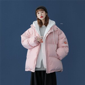 男女假两件针织帽J加厚棉衣新款港风棉衣1404-2-m619-P65棉服图片