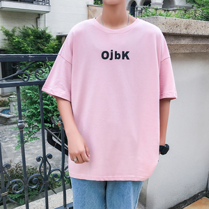714-2-T080男新款港风日系宽松平铺体恤情侣短袖男g图片