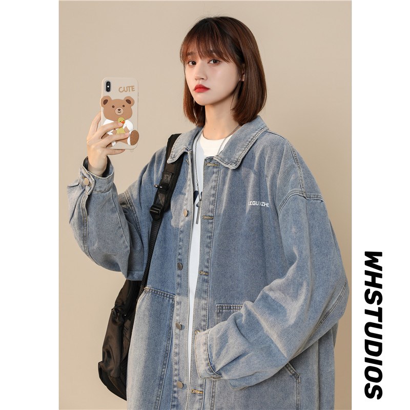 1404-1-S17-P75男女新款休闲精品牛仔夹克纯色百搭外套图片