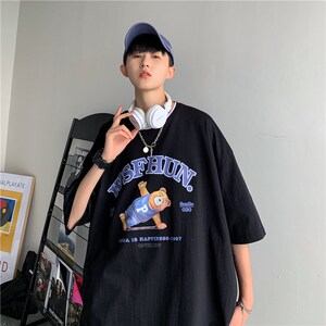 1404-2-t073-p33男女款新港风印花日系短袖纯棉夏天体恤潮图片