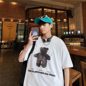 1404-2-T078-p33男装2023新款港风短袖棉麻夏季数码印花体恤g图片
