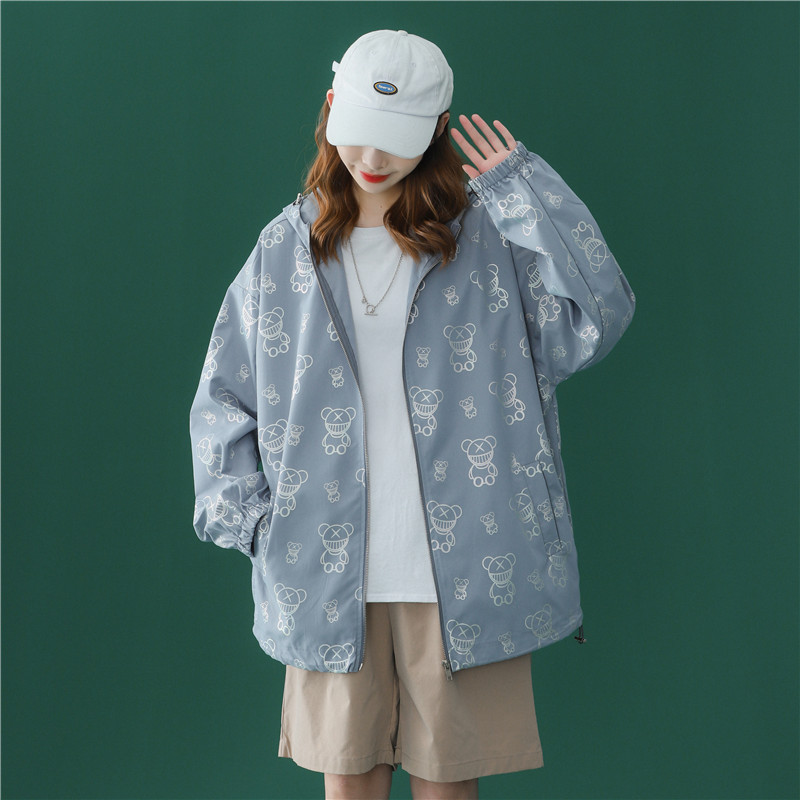 1404-3-S223-P55新款时尚青少年潮流宽松连帽防晒衣男女同款K,男装防晒衣,星座1404-3