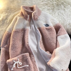 新款男女平铺时尚棉衣 棉服羊羔毛1404-1-s617-P90哦图片