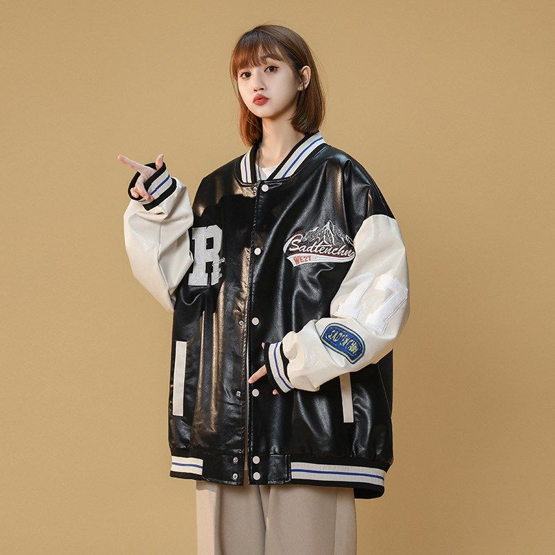 1404-1-9210-p高品质棒球服潮流休闲皮夹克百搭外套图片
