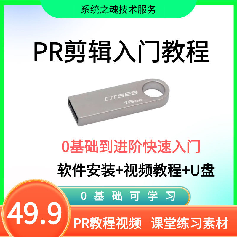 定制PR教程优盘零基础学习premiere视频剪辑软件程全套高级U优盘