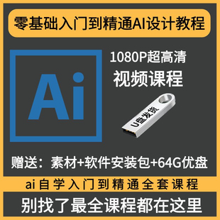 U盘AI教程视频零基础学习illustrator软件商业插画字体设计优盘