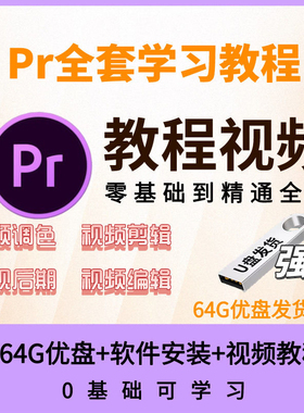 pr教程零基础premiere2022-2019软件课程视频剪辑影视带字幕U盘版