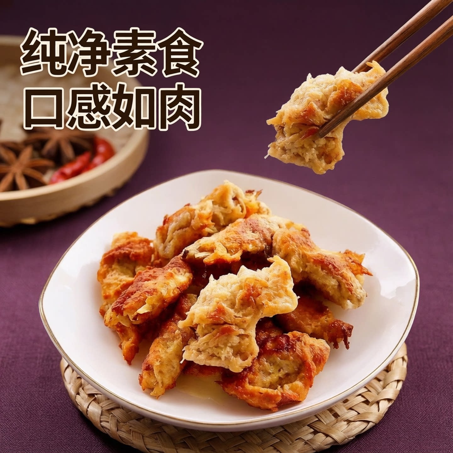 随缘素食牛蒡素排骨豆制品仿荤素菜寺庙纯素斋菜素汤素排骨纯净素