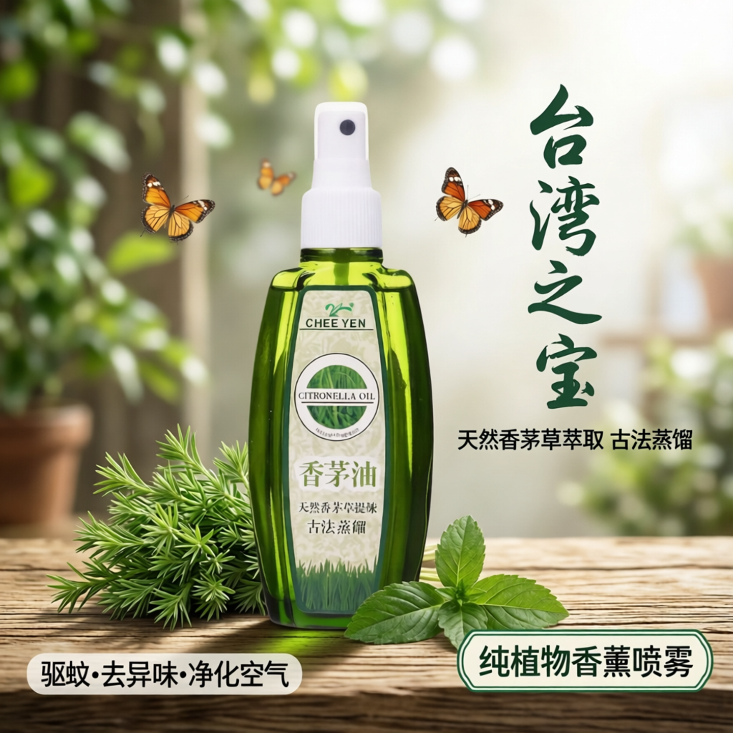 台湾绮缘香茅油驱蚊纯植物香茅草萃取香薰喷雾去异味净化空气喷雾