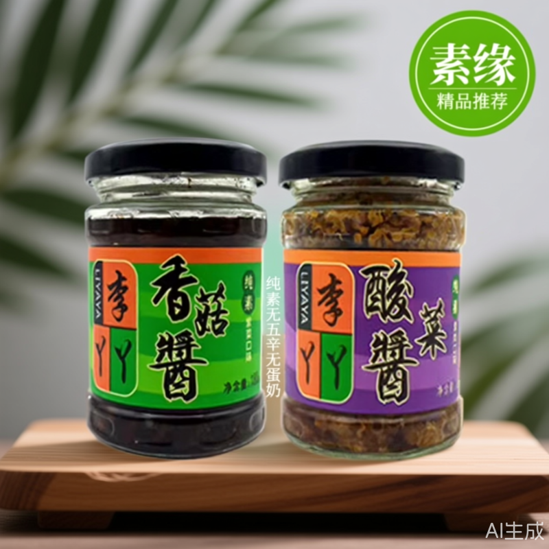 李丫丫素食香菇酱酸菜酱纯素菜调味酱原味香菇拌饭拌面下饭酱家用