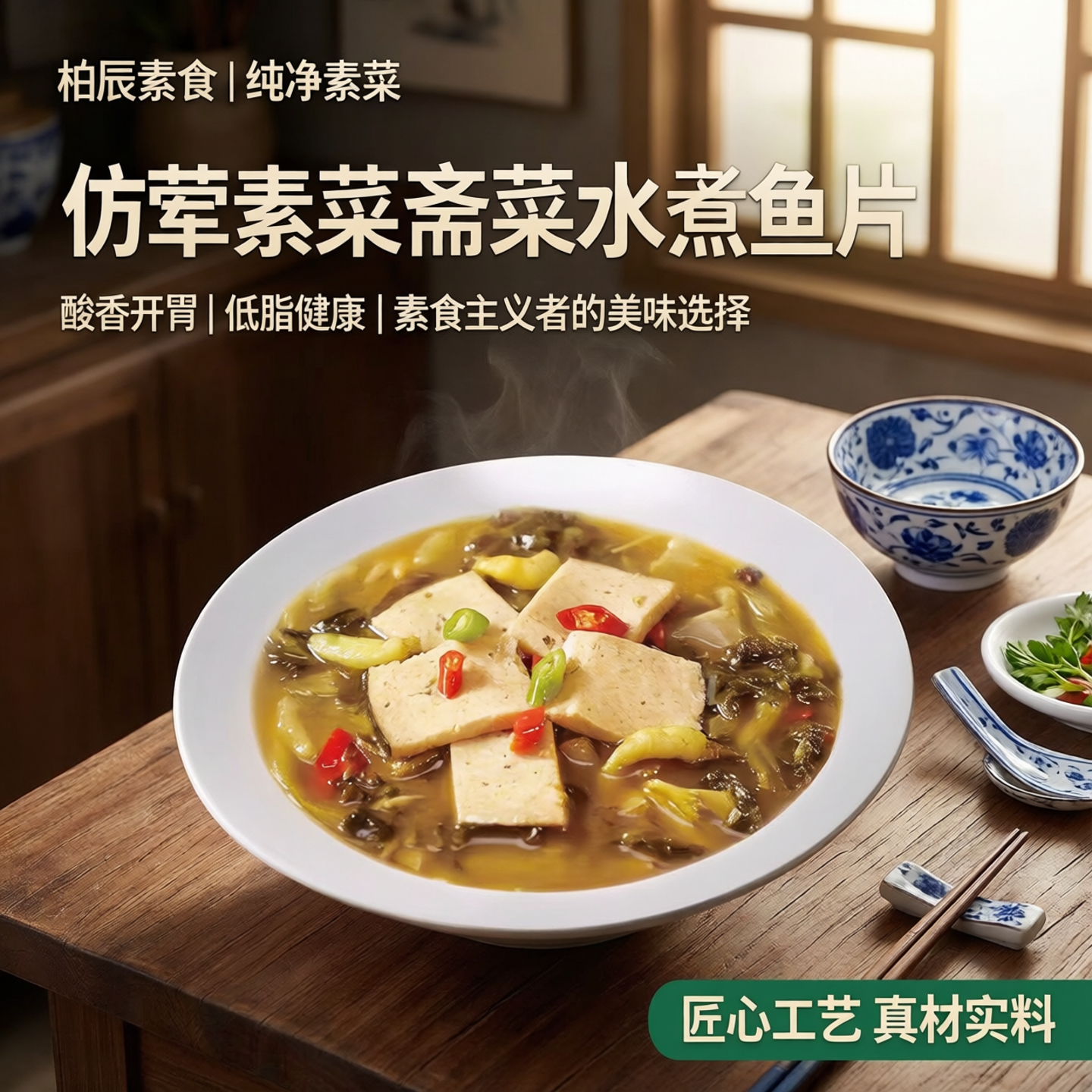 柏辰素食发财酸菜鱼纯净素生产线素食仿荤素菜斋菜水煮鱼片素鱼片