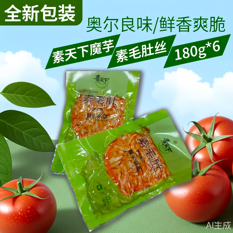 素天下奥尔良香辣味素毛肚180g素食凉拌美味毛肚魔芋丝烧烤小零食