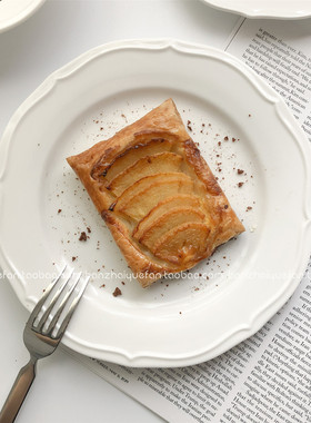 法式ins高颜值花边白色陶瓷盘复古西餐盘甜品盘创意早餐盘咖啡杯