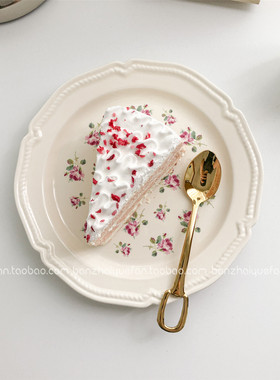 美式田园风玫瑰花陶瓷盘高颜值ins风沙拉碗西餐盘创意摆拍早餐碗