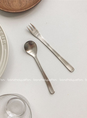 日式不锈钢网红雪糕勺高级创意咖啡勺甜品叉汤勺西餐刀意粉水果叉