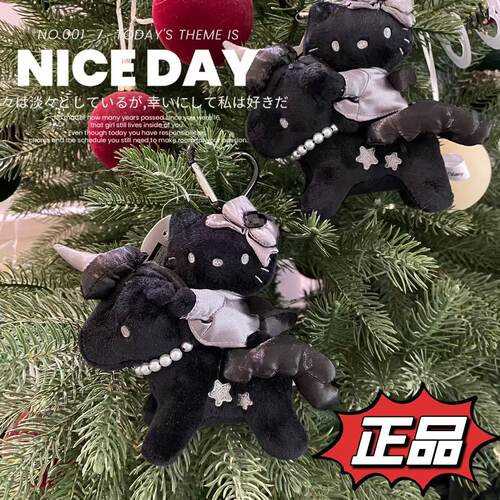 日本正品 三丽鸥NIC 黑皮独角兽hello kitty挂件毛绒公仔包包挂饰