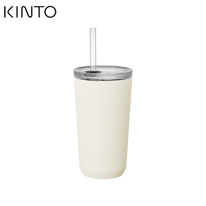 日本KINTO TO-GO 不锈钢吸管随行杯咖啡杯 桌面简约情侣水杯480ml