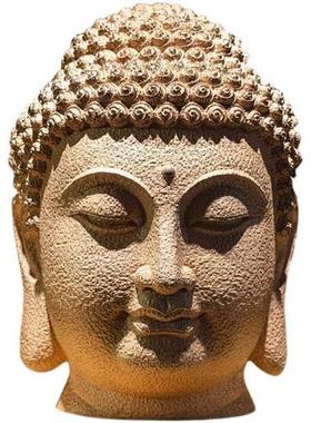 新中式大号慈悲佛头佛首佛像禅意摆件东南亚玄关走廊佛系装饰品