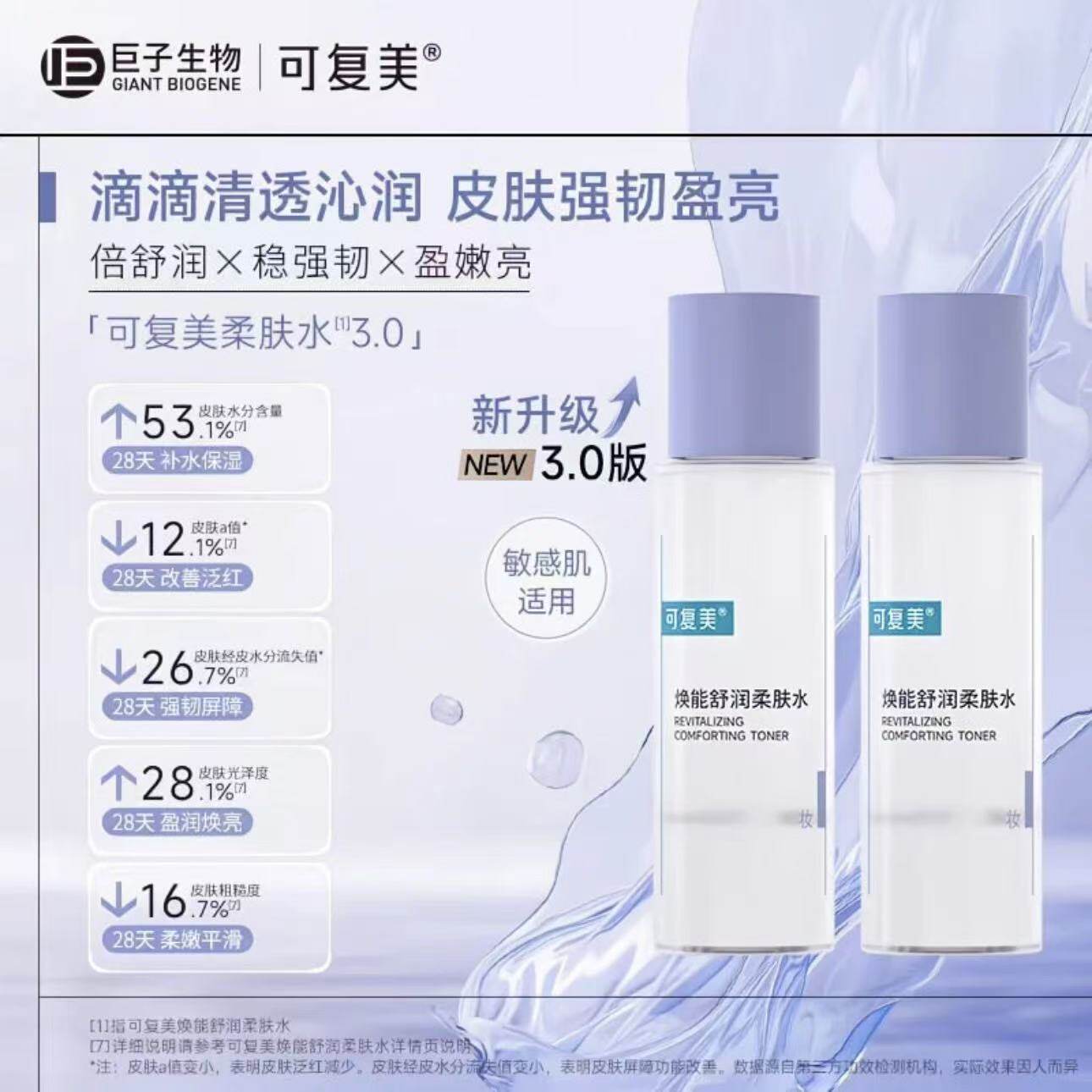 可复美柔肤水50ml可查防伪保湿修护湿敷水精华水巨子生物正品男女图片