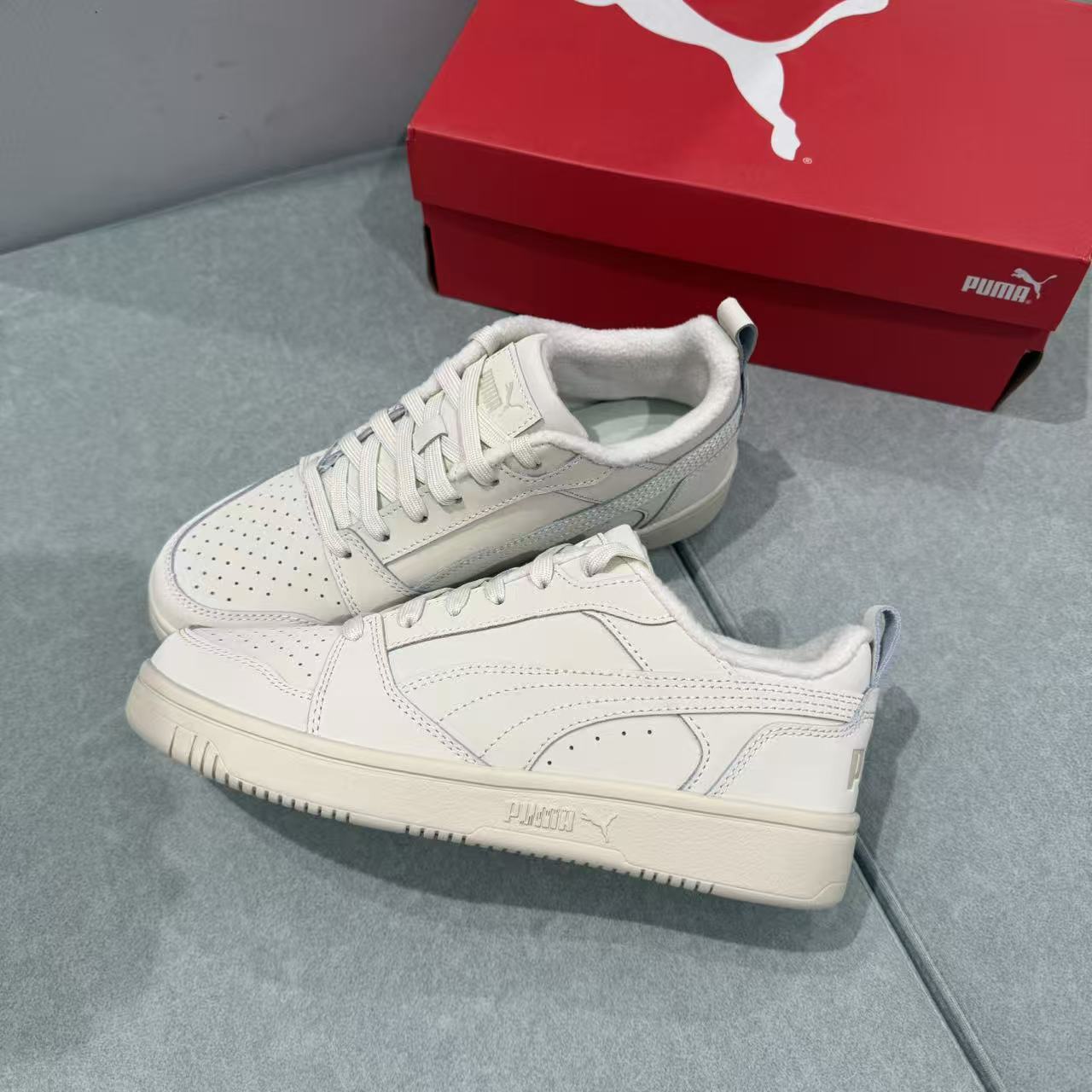 PUMA彪马男子秋冬低帮经典复古灰色加绒休闲板鞋 REBOUND 397475