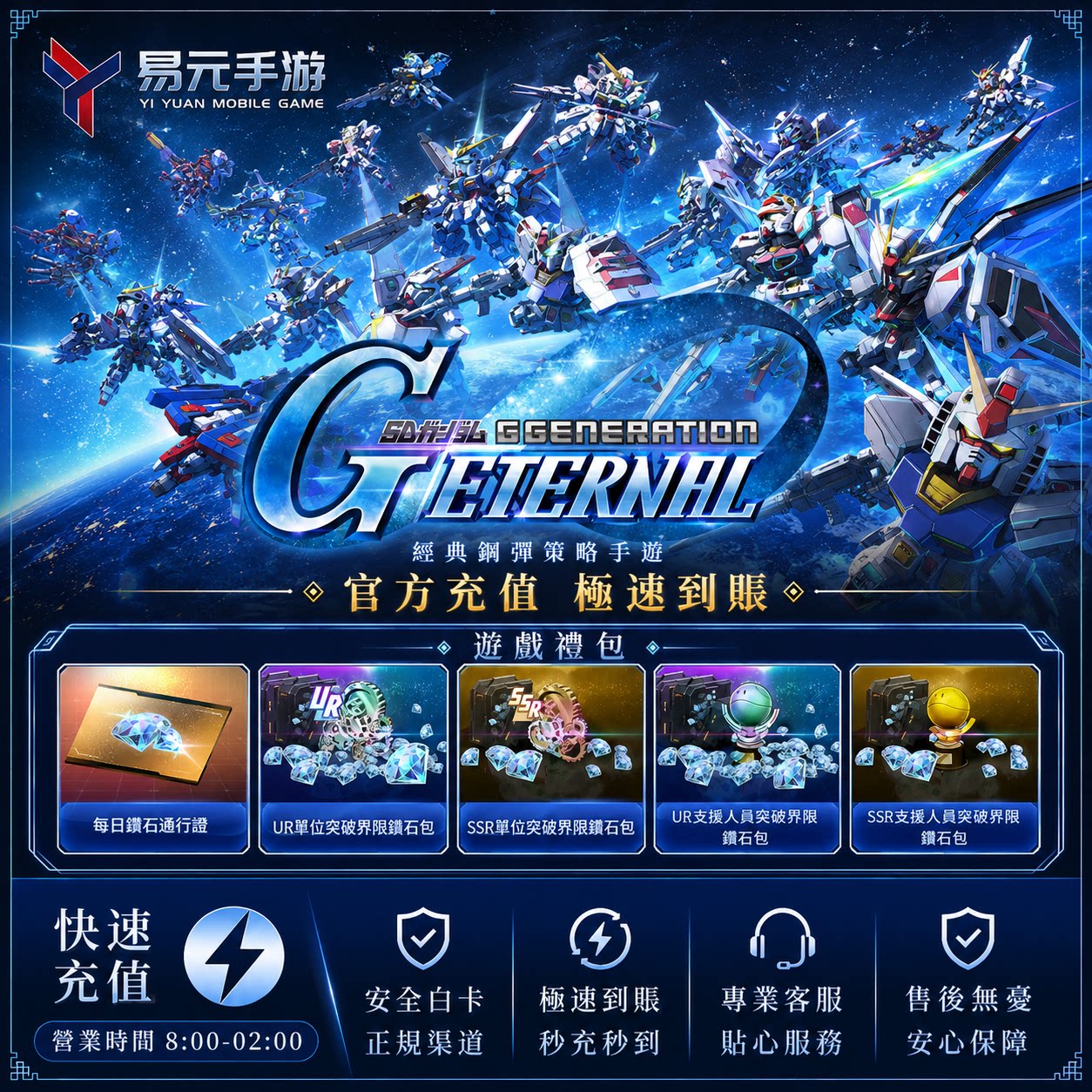 SD钢弹高达G世代永恒充值国际服日服新手 钻石 礼包G世纪永恒代充