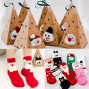 珊瑚绒袜子女圣诞袜礼盒毛绒加厚保暖可爱月子睡眠袜家居地板袜