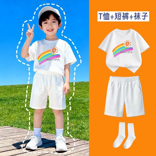 夏季亲子装套装短裤两件套