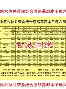 。中医穴位井荣俞经合原络募郄本子母穴位图塑封